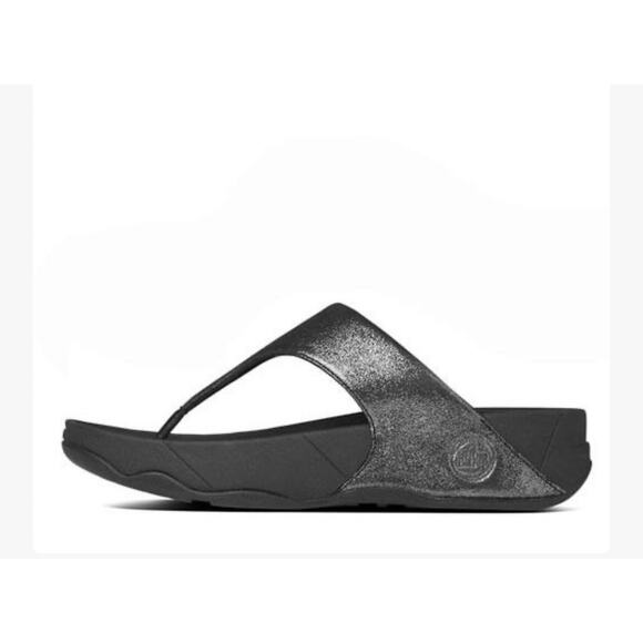 FITFLOP Sandals Women's 9 Sandals Black Lulu Toe Post‎ Shimmer Platform (S341) - Picture 1 of 7